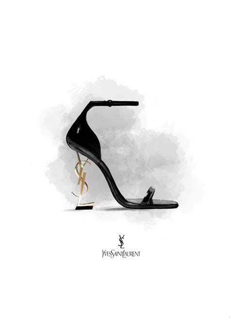 YSL heels drawing/ art /painting handmade black 